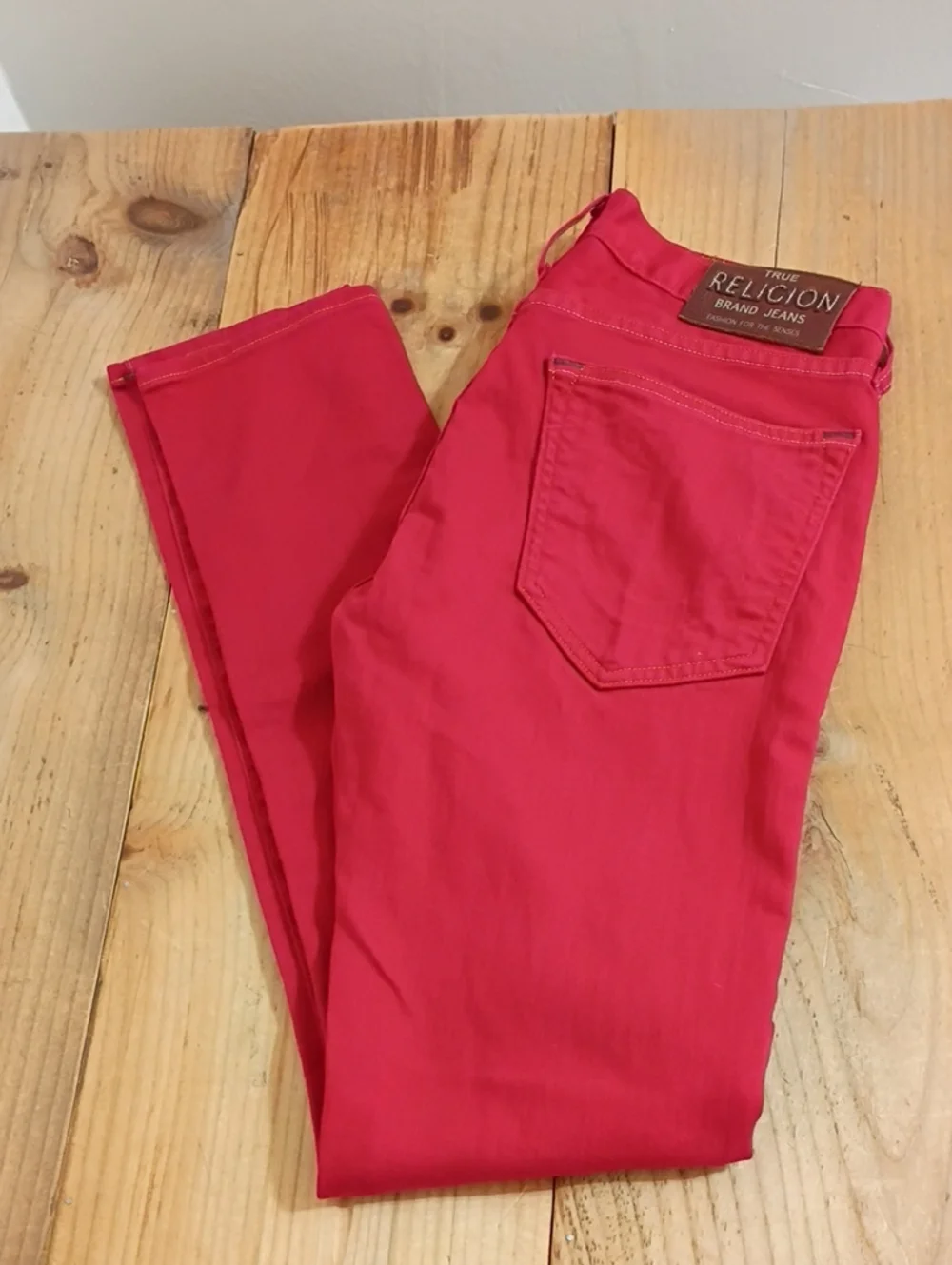 True Religion Rocco Red Denim Slim Straight Jeans Size 29 Inseam 34